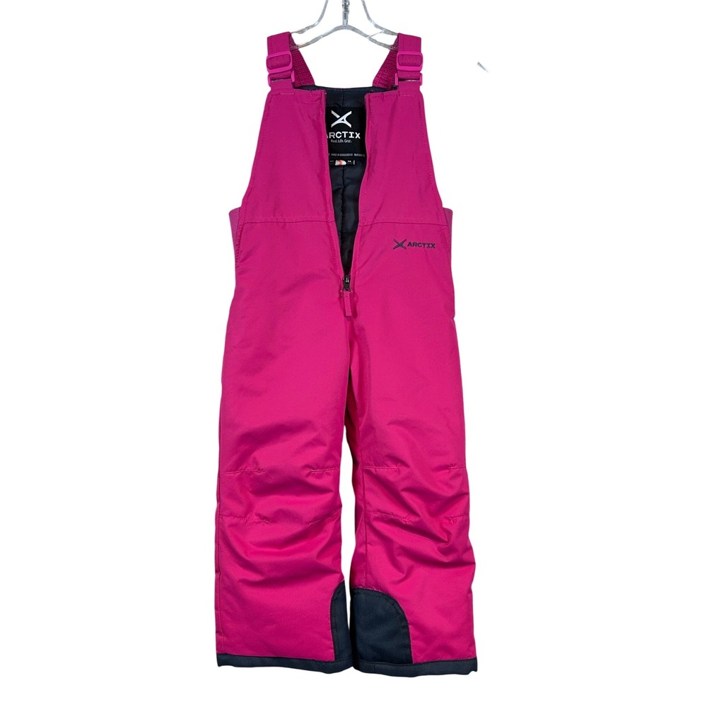 Arctix Kids Pink Insulated Snow Bib Overalls Ski Pants‎ 4T Front Zip Adjustable